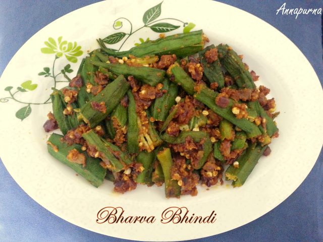 Microwave Bharwa Bhindi / Stuffed Okra Recipe