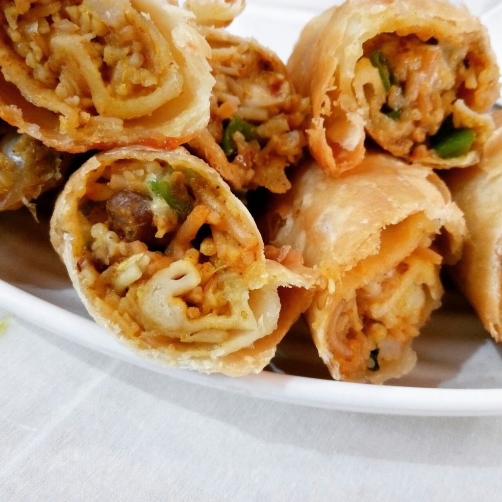 Leftover Seviyan (Noodles) Vegetables Spring Rolls Recipe