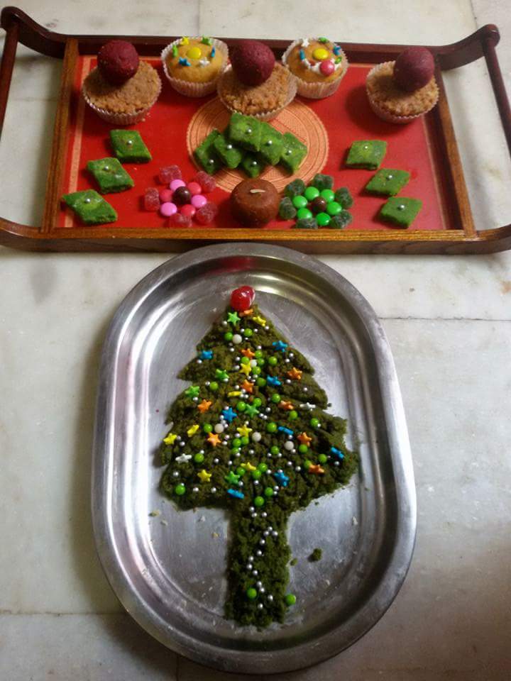 Xmas Tree Muffins with Dry Fruits Dates Recipe