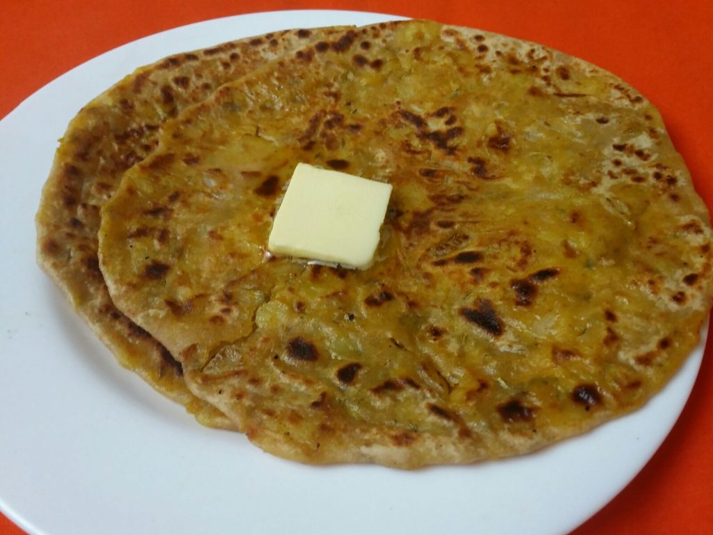 Punjabi Aloo Onion Peas Mix Paratha Recipe