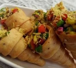 Veggie Corn Chaat in a Cone Recipe