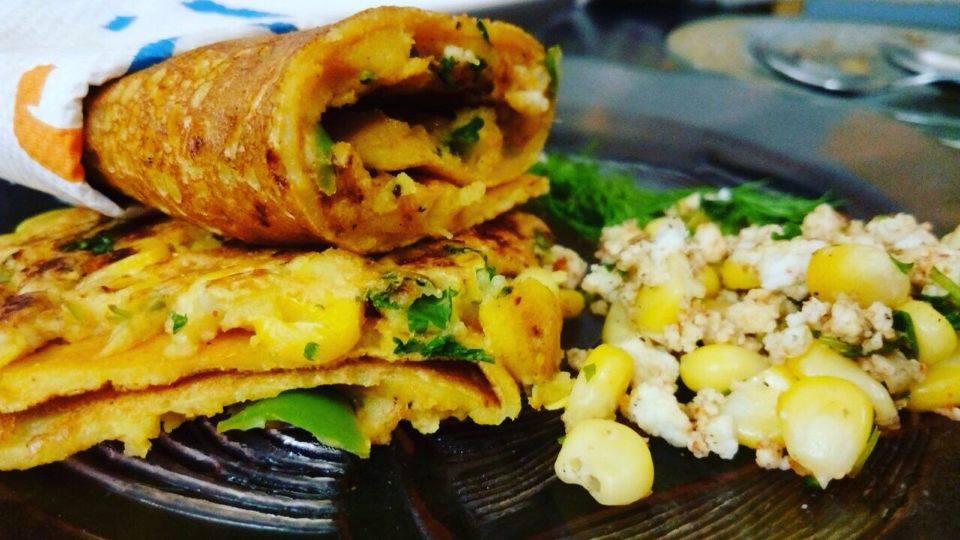 Stuffed Paneer Corn Pancake Recipe