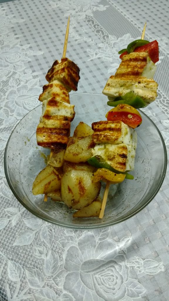 Vegetable and Paneer on Skewers Recipe