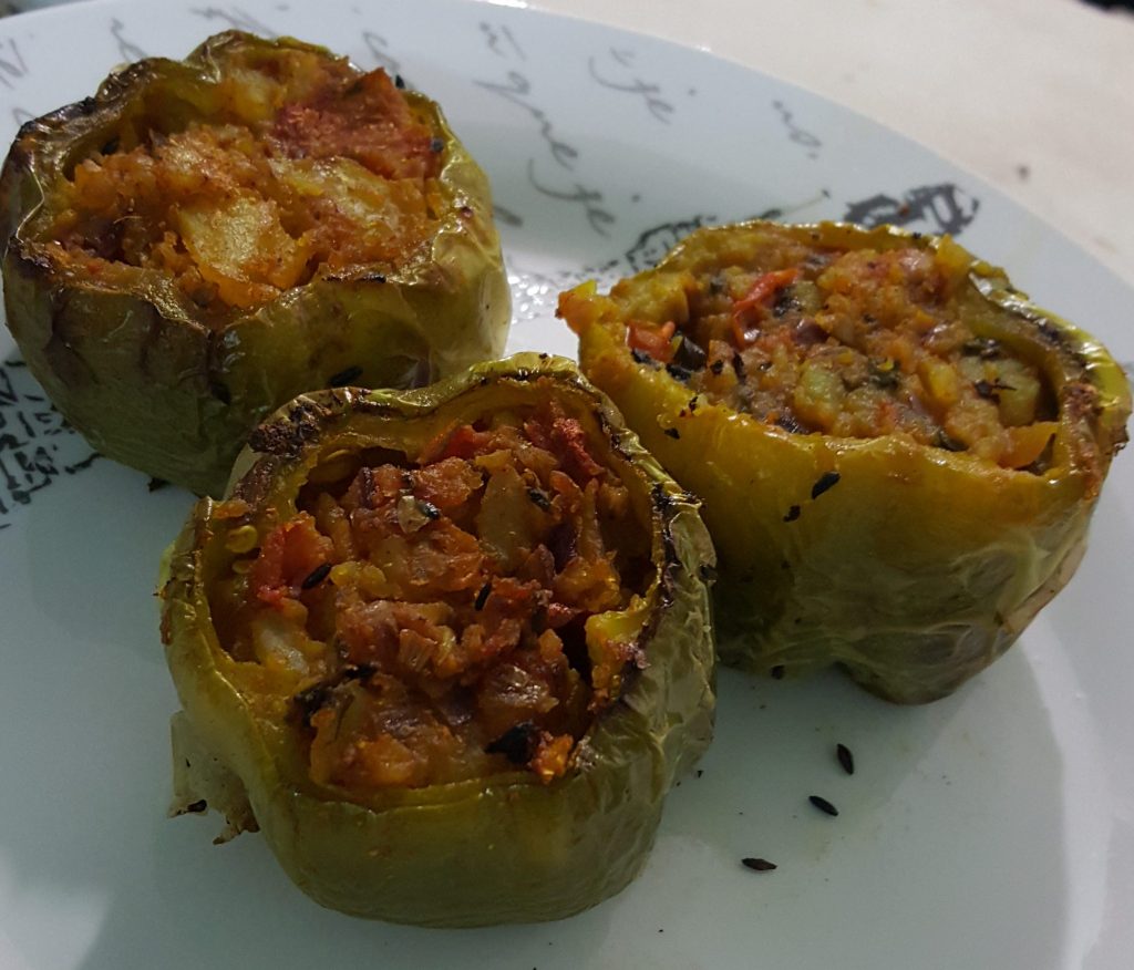 Baked Stuffed Capsicum or Bharwan Shimla Mirch Recipe