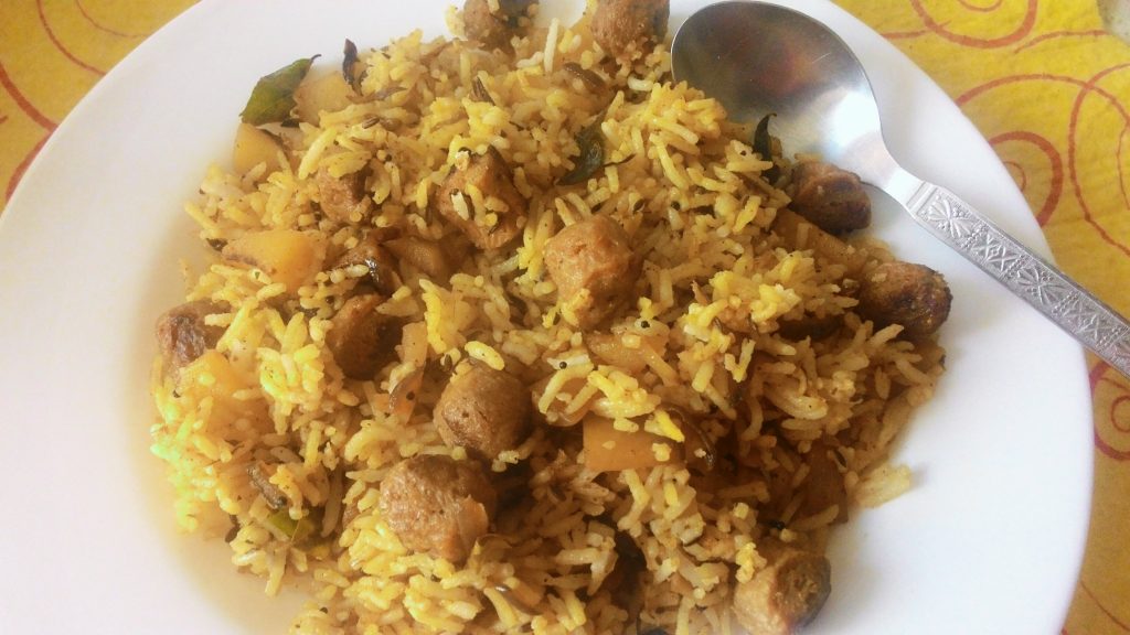 soya chunks fried rice