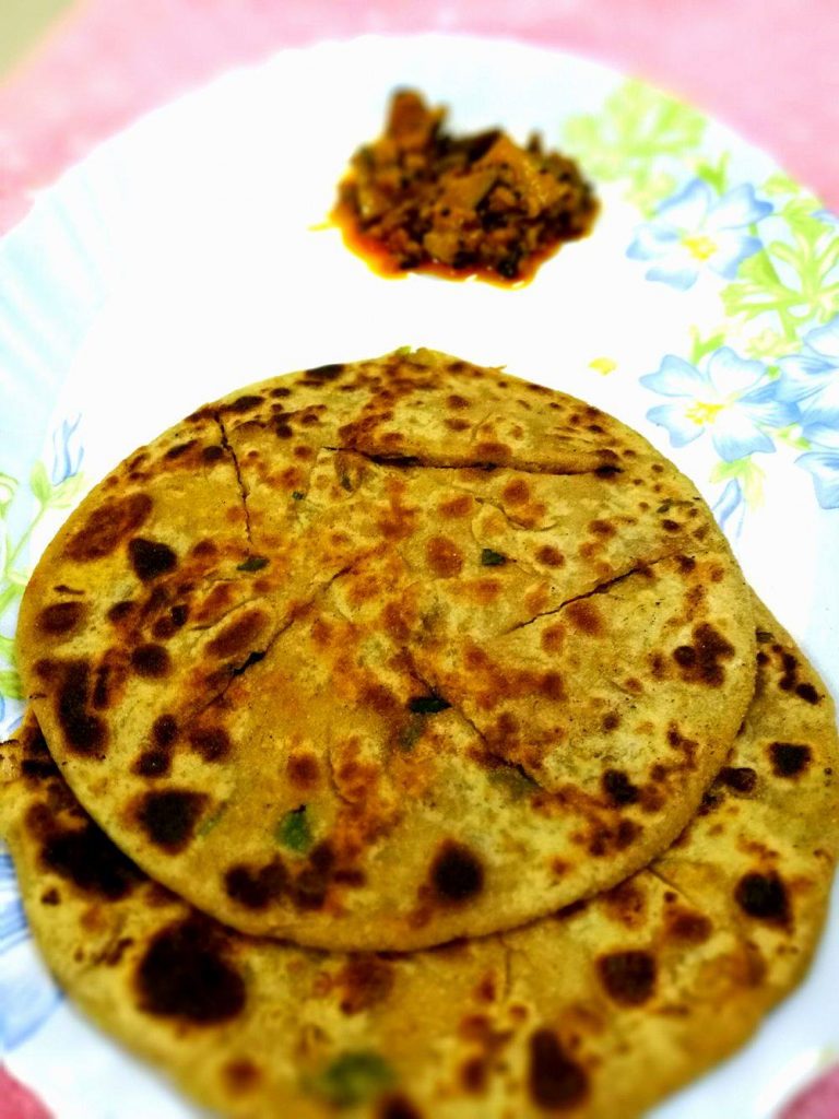 Green Onion methi paratha