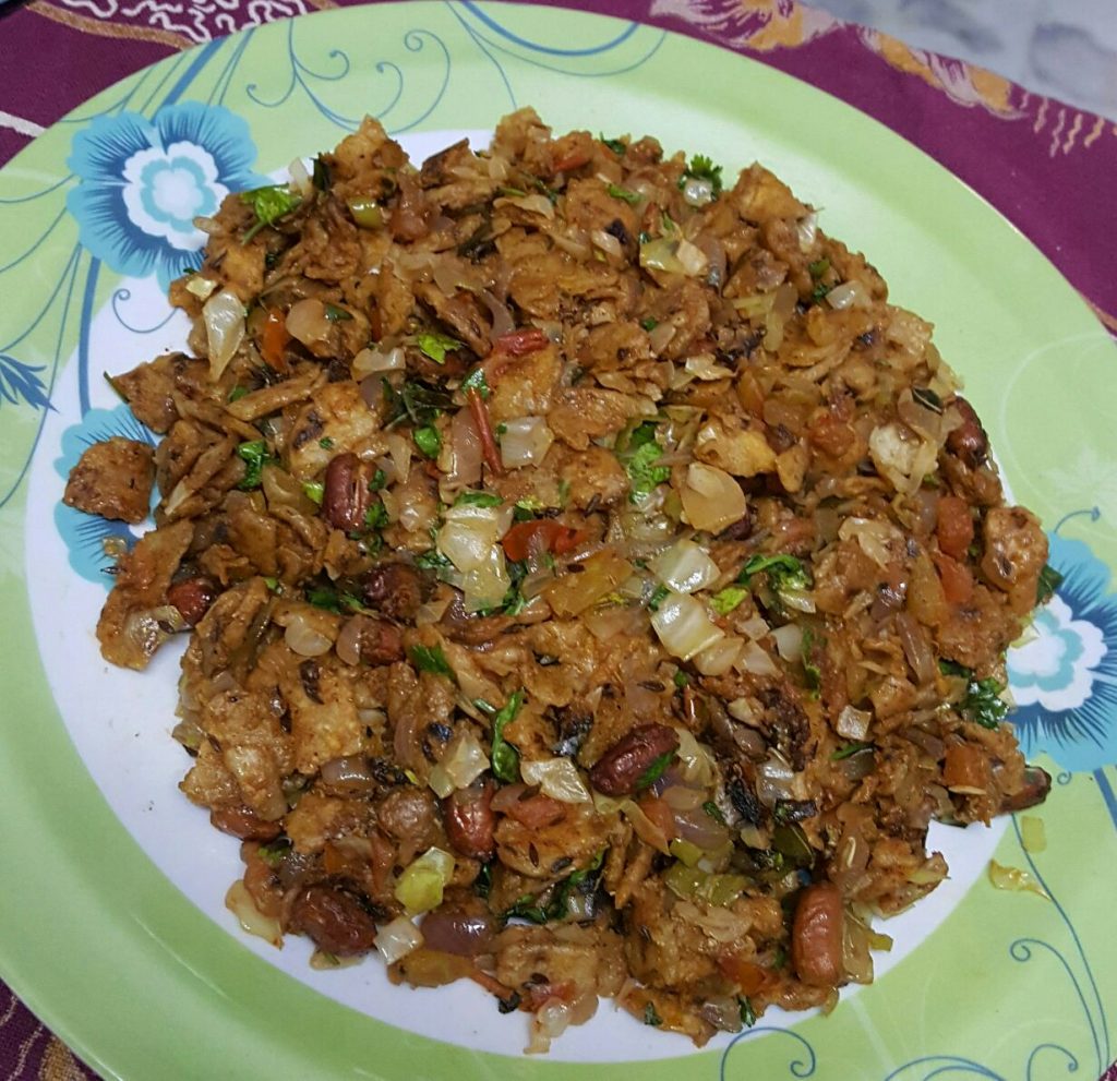 Vegetable Poha of Leftover Roti - Healthy