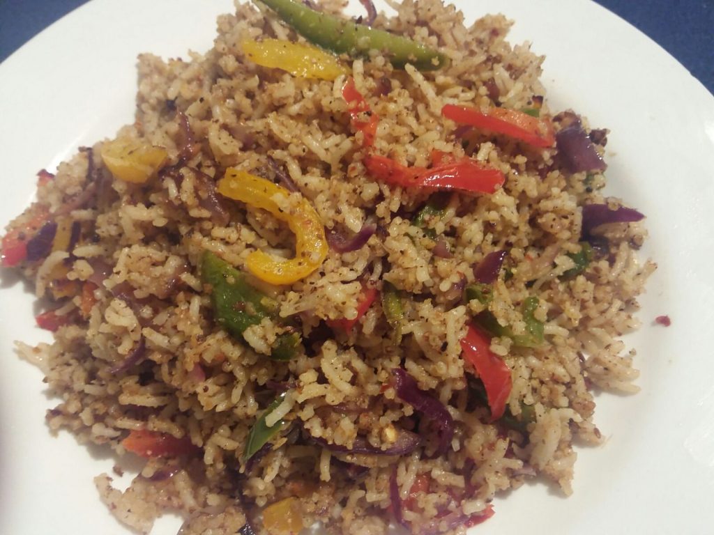 Tricolour Capsicum Masala Fried Rice - Healthy Recipe!