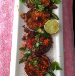 Grilled Garlic Baingan Bhaja - Tasty Snacks