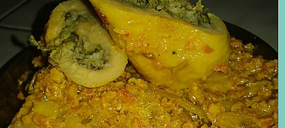 Stuffed Gatte Curry - Delicious Gravy!