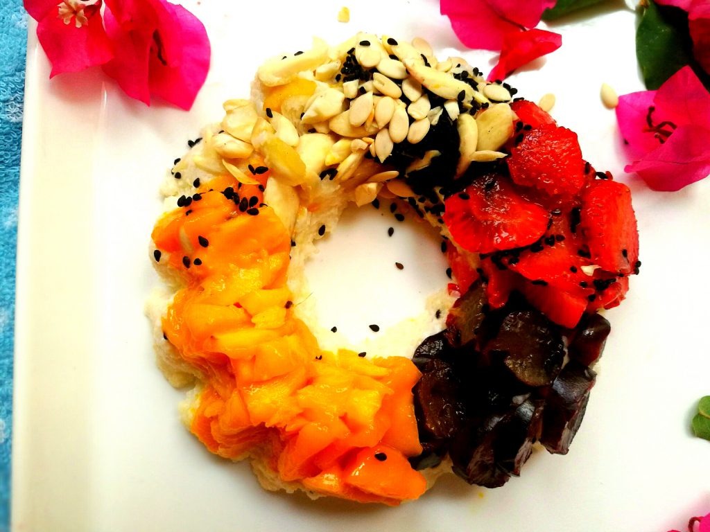 Frushi doughnut..(vegetarian fasting cake)