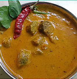 Green Gram Spinach K Gatte - Spicy Curry