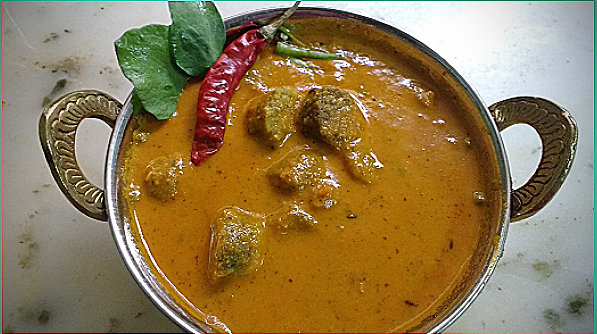 Green Gram Spinach K Gatte - Spicy Curry