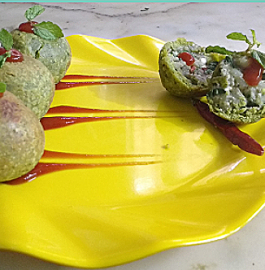 Green Gram & Spinach Stuffed Ball - Tasty starter