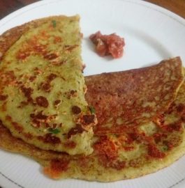 Moong Dal Uttapam With Paneer Topping Recipe