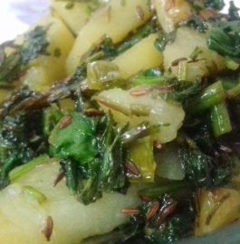 Spinach Potato Fry Recipe
