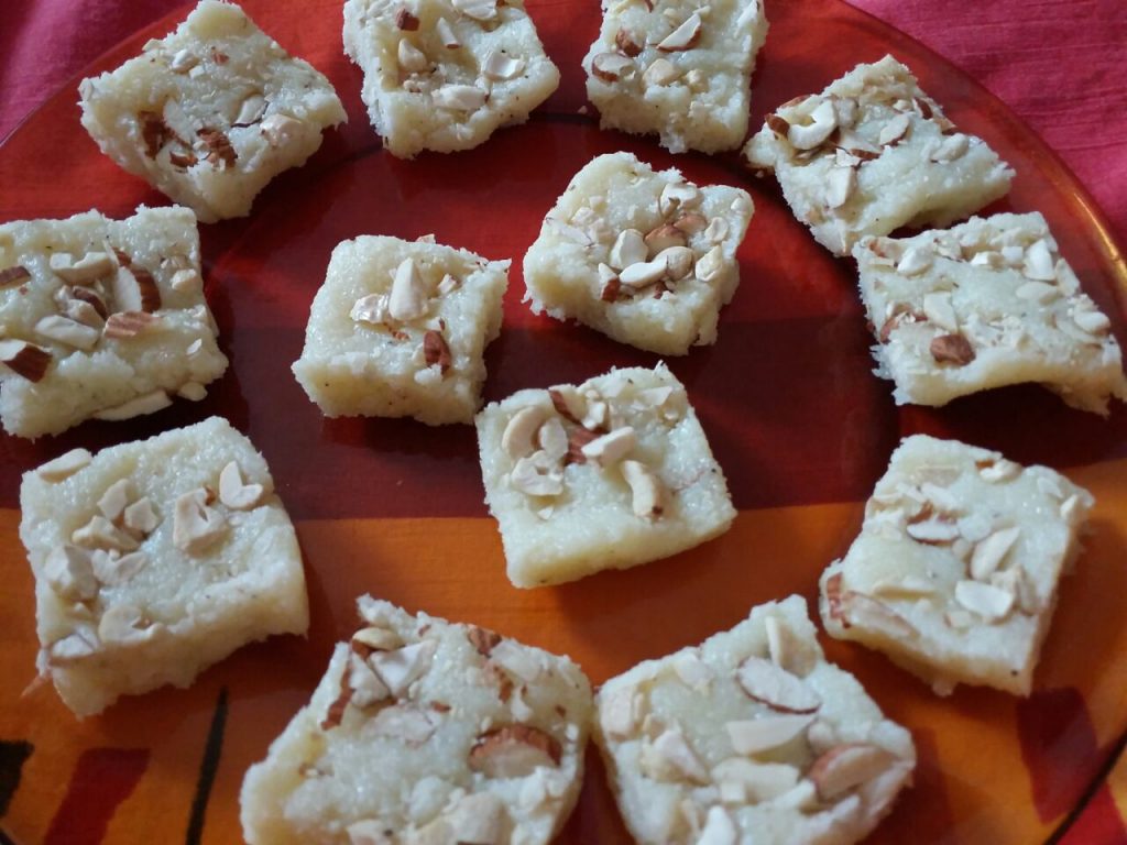 Navratri Special - Instant Coconut Barfi With Milk Powder Recipe