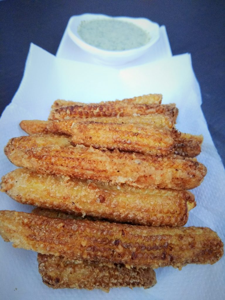 Babycorn Fries With Minty Dip Recipe