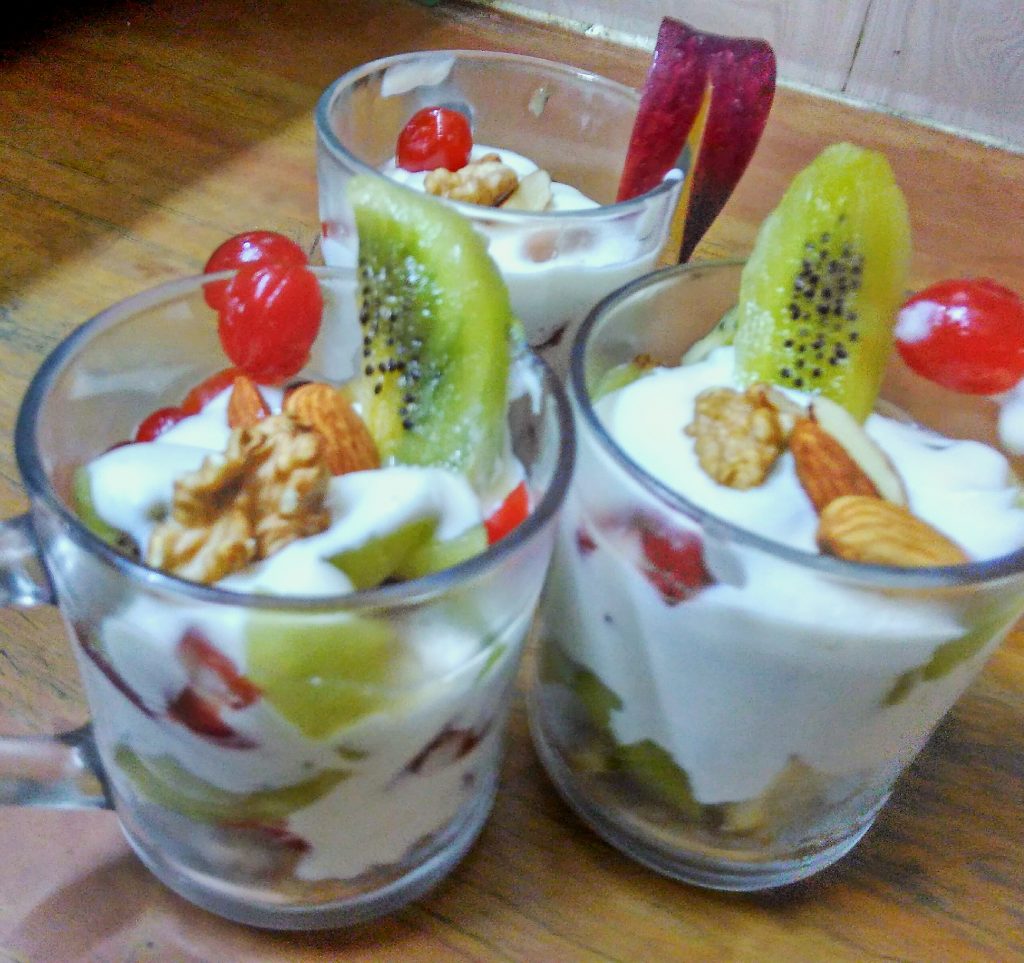 Fruits And Curd Pudding Recipe