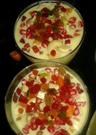 Mixed Fruits And Dry Fruits Custard Recipe