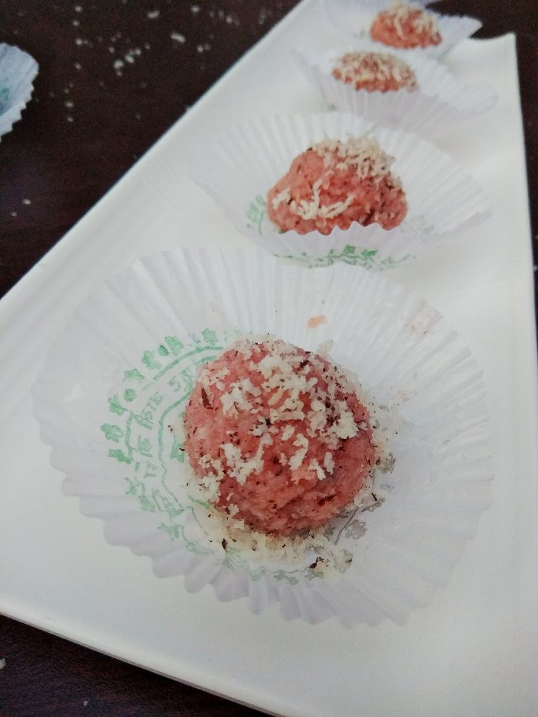 Rose Coconut Laddu Recipe