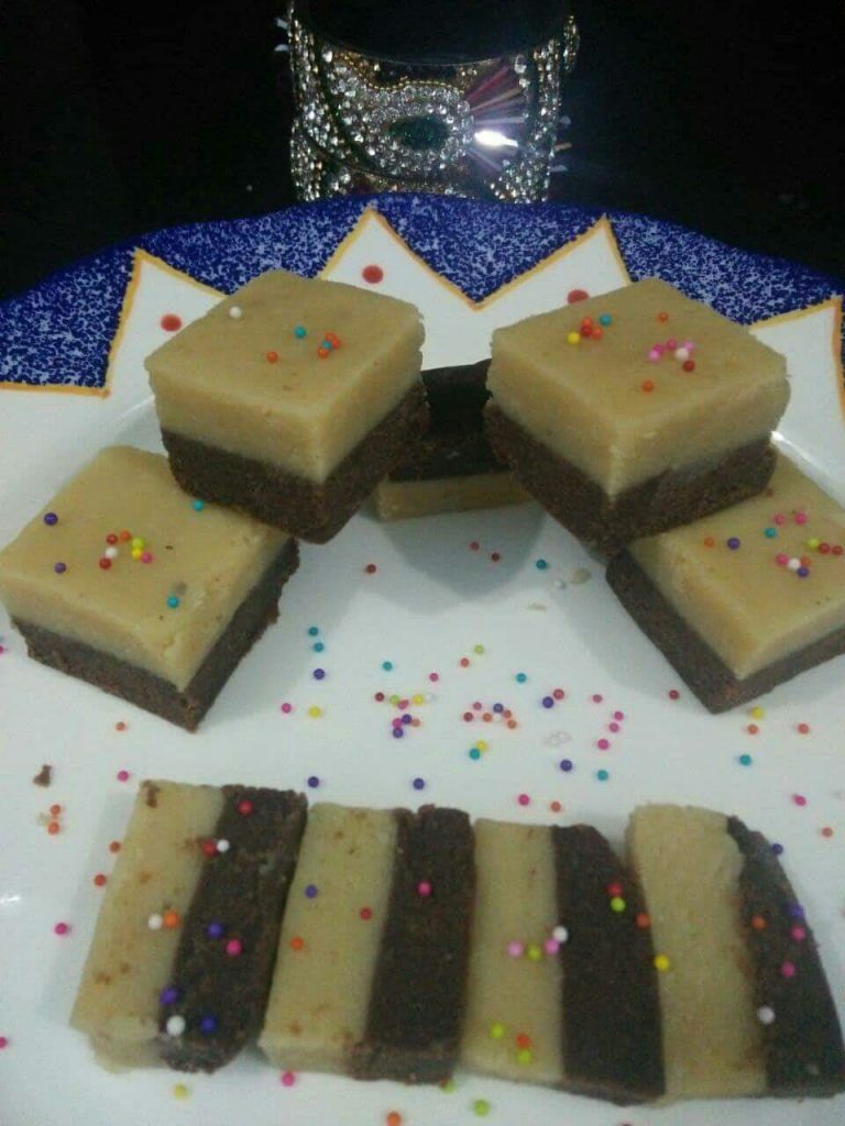 Two Layered Chocolate Barfi Recipe