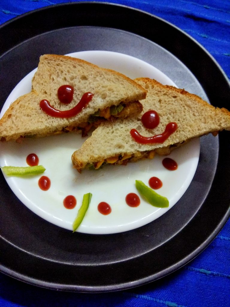 Corn Capsicum Mayo Sandwich Recipe