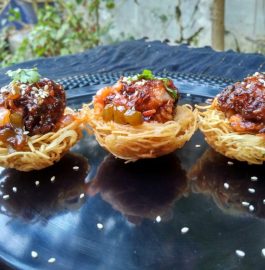 Manchurian In Noodles Nest Recipe