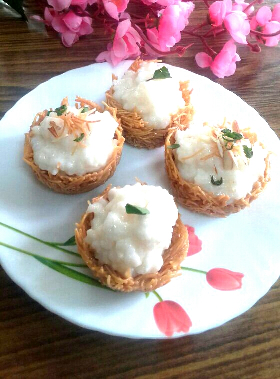 Kheer in Vermicelli Baskets Recipe