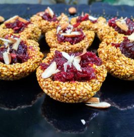 Beetroot Halwa In Til Canape Recipe