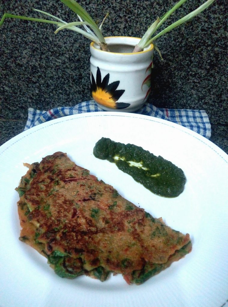 Oats Spinach Spring onion Pancake