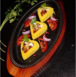 Dhokla Hearts With Potato Chaat Recipe