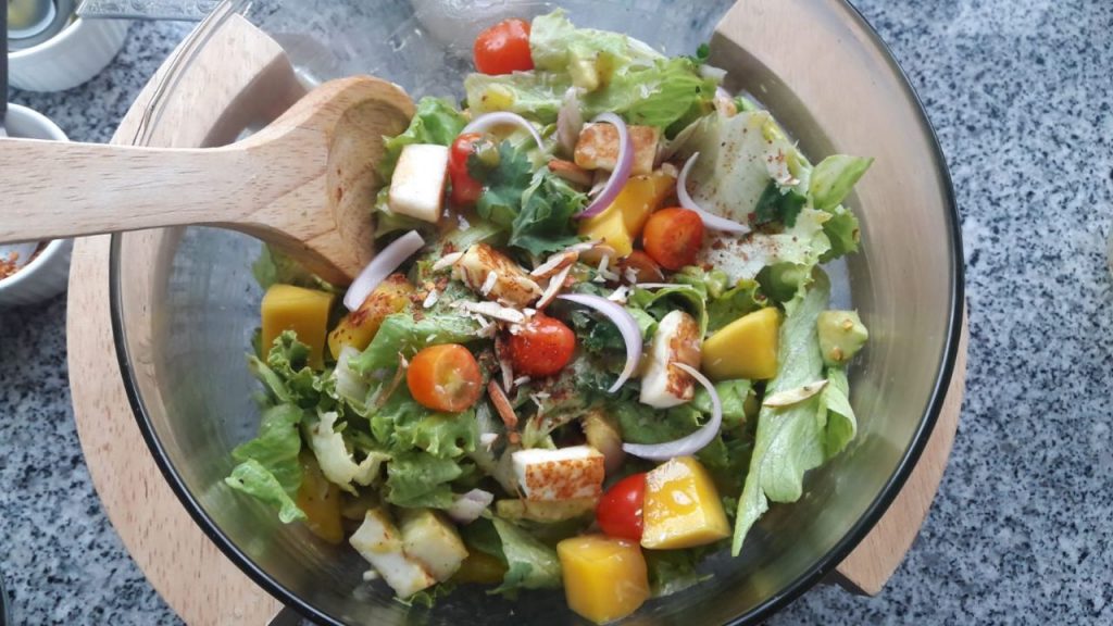 Grilled Paneer Mango Avocado Salad Recipe