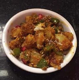 Capsicum Aloo Sabzi With Peanuts And Besan Recipe