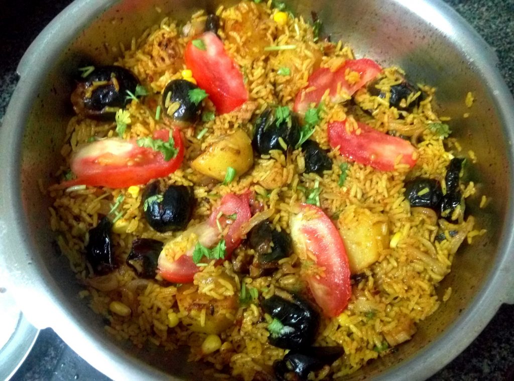 Stuffed Brinjal Veg Biryani Recipe