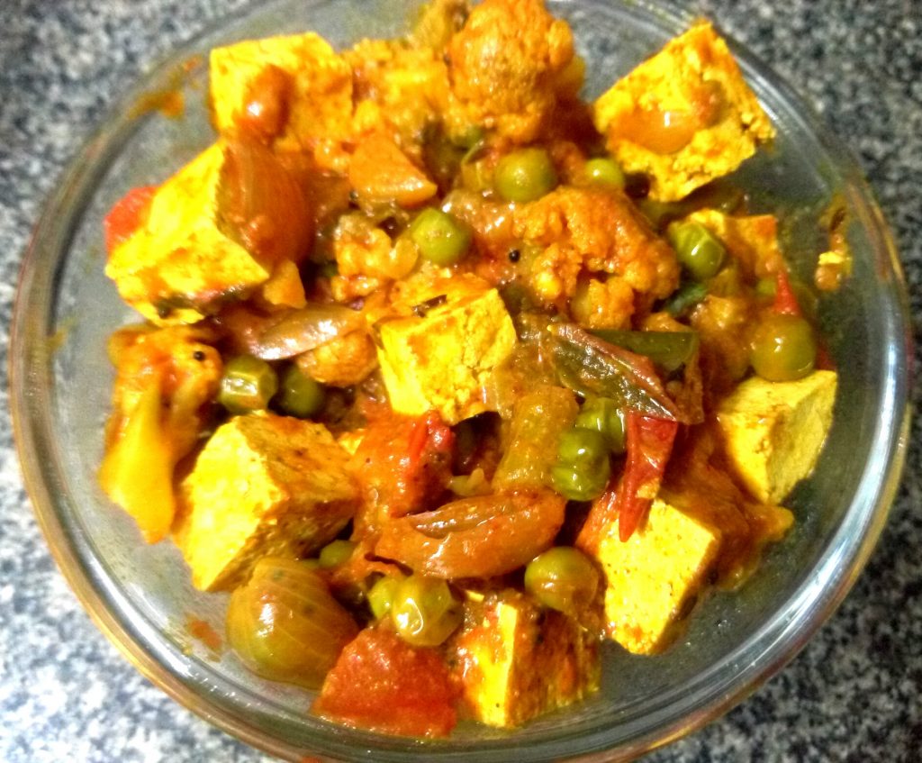 Tofu Matar Gobhi Sabzi Recipe