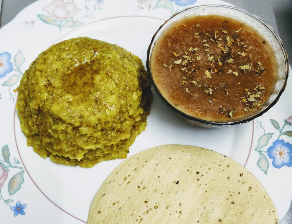 Quinoa Moong Dal khichadi With Vegetable Soup Recipe