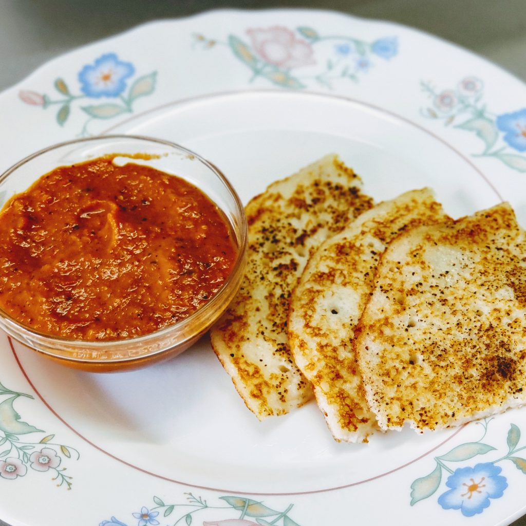 Uttapam with Tomato Chutney Recipe