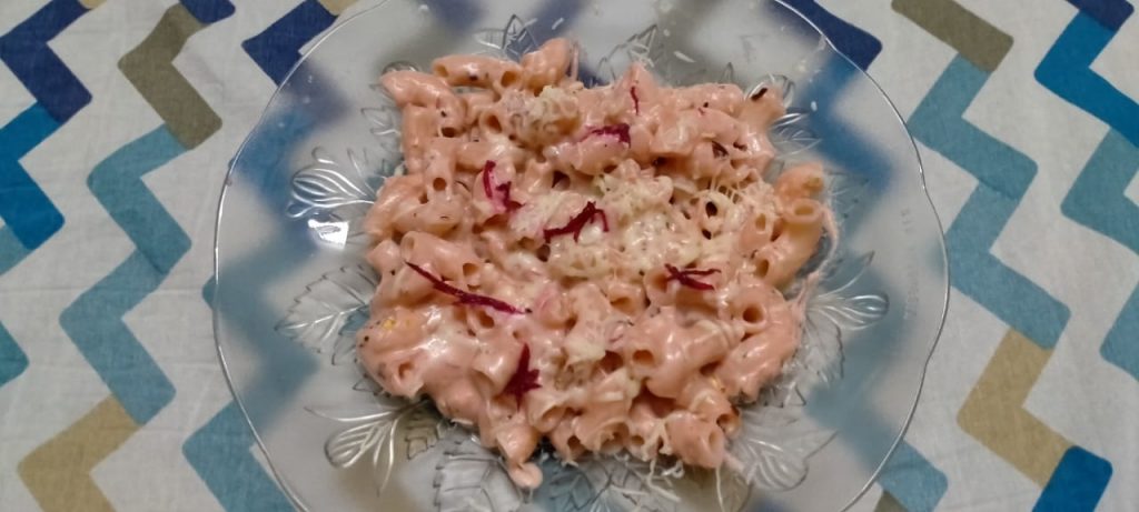 Pink Cheese Sauce Pasta Recipe