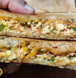 Bhurji Sandwich | Crumbled Paneer Sandwich Recipe