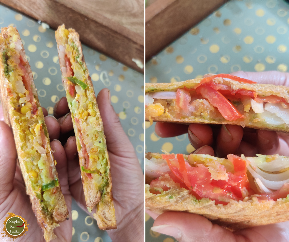 Masala Oats Sandwich Recipe