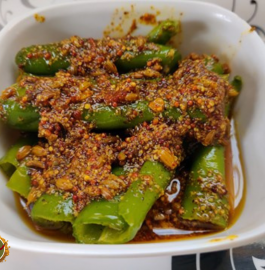 Rai Mirchi Achar | Stuffed Green Chilli Pickle Recipe
