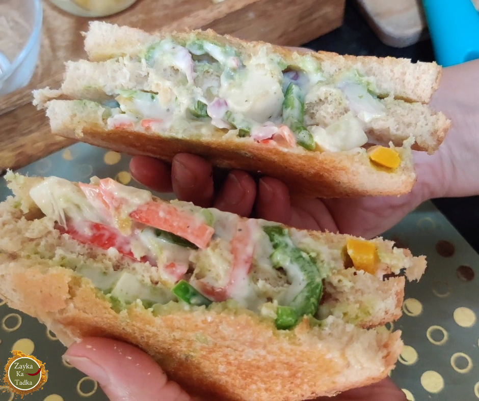Paneer Veg Mayonnaise Sandwich Recipe