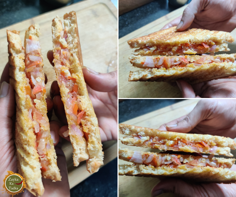 Tomato Onion Grilled Sandwich Recipe