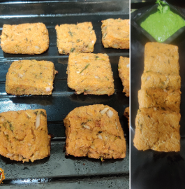 Aloo Suji Squares | Baked Potato Squares Recipe