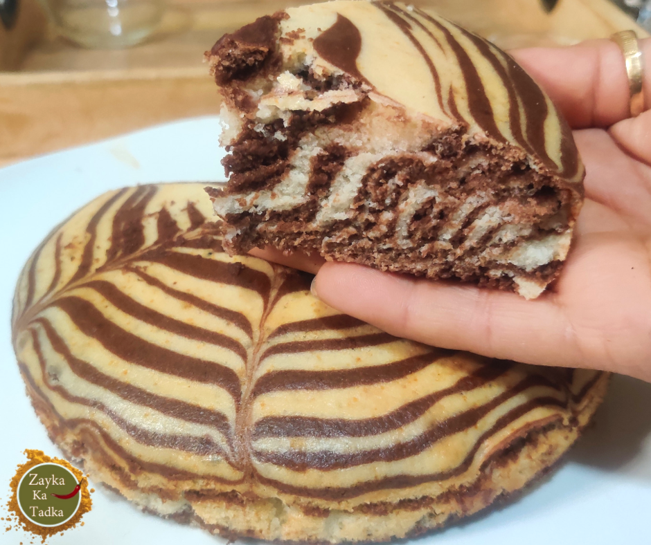 Zebra Cake | Eggless Zebra Cake Recipe