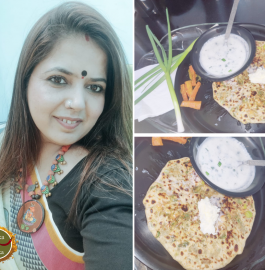 Green Garlic Paratha With Raita Recipe