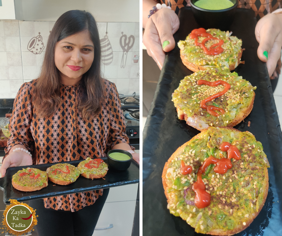 Moong Dal Open Toast Recipe