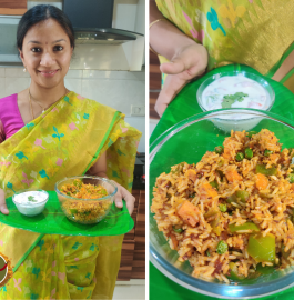 Sambhar Rice With Mix Veg Raita Recipe