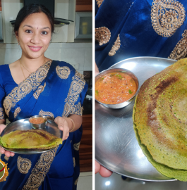 Palak Dosa With Tomato Chutney Recipe